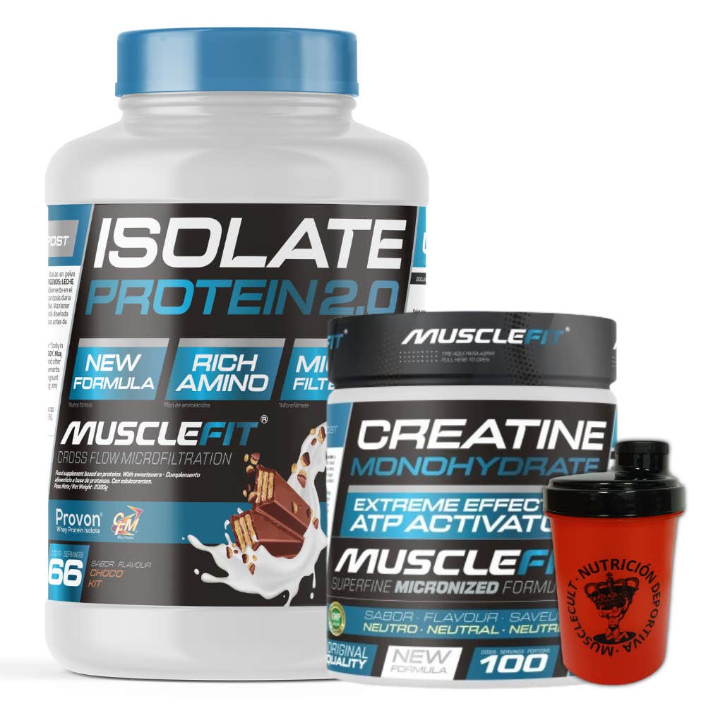 MuscleFit Pack Isolate 2kg ChocoKit + Creatina 300g + Shaker