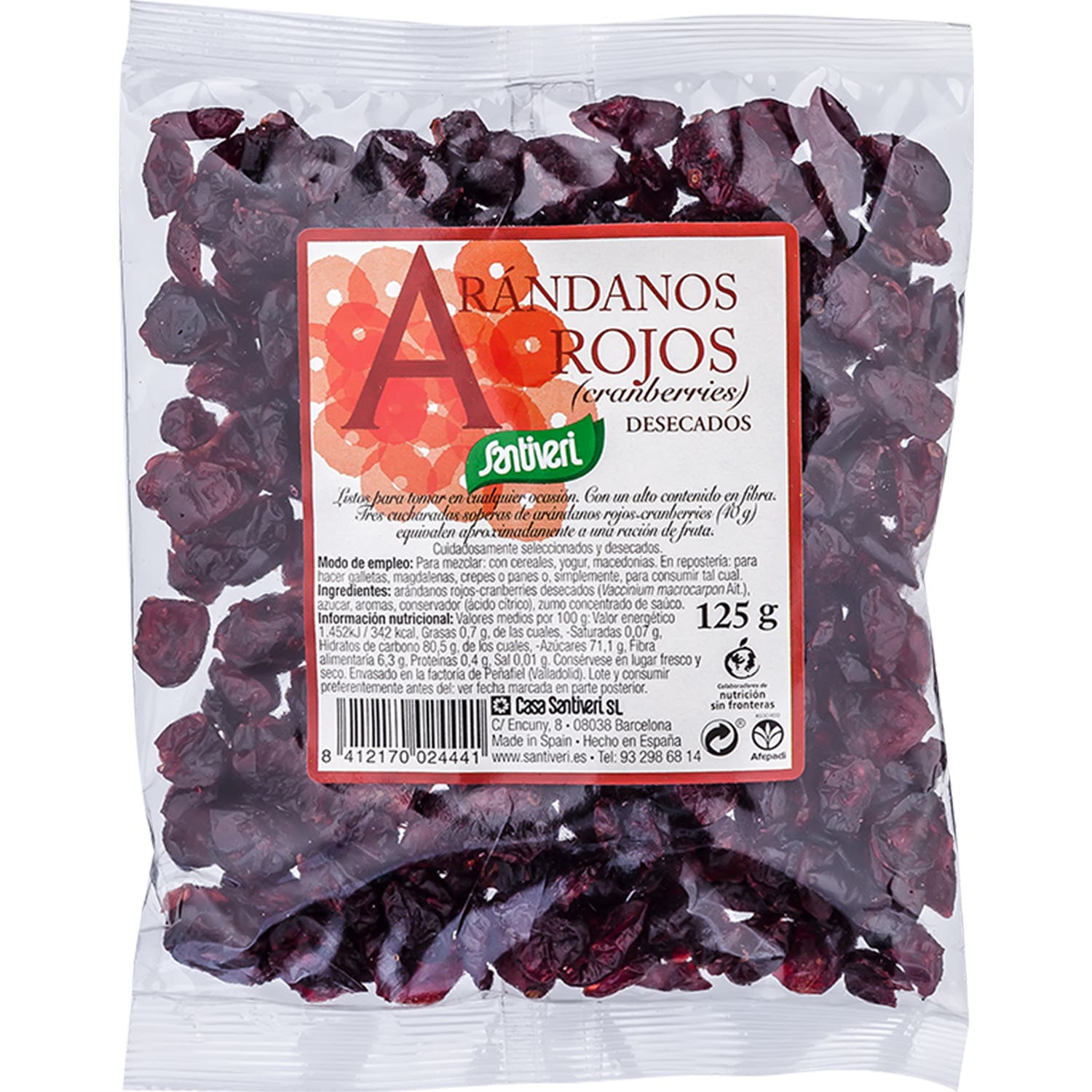 Santiveri Arándanos Rojos Desecados 125g