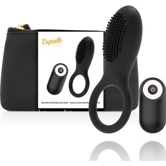 Coquette Anillo Vibrador Recargable con Control Negro Gold 1ud