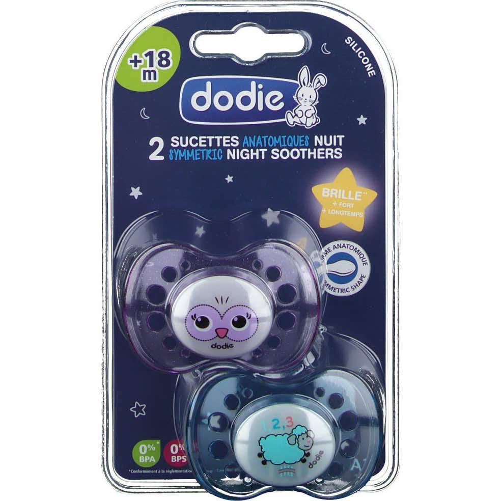 Dodie Chupete Anatómico Noche Silicona +18m 2uds