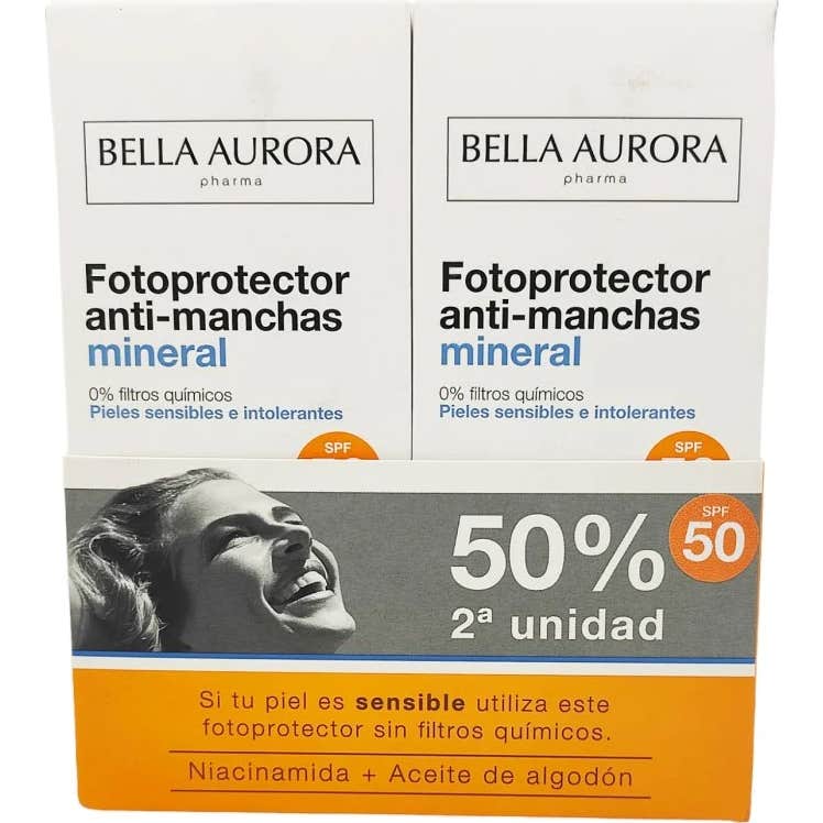 Bella Aurora Mineral 0% Protector Solar Facial Anti-Manchas Spf50 2 X50 ml