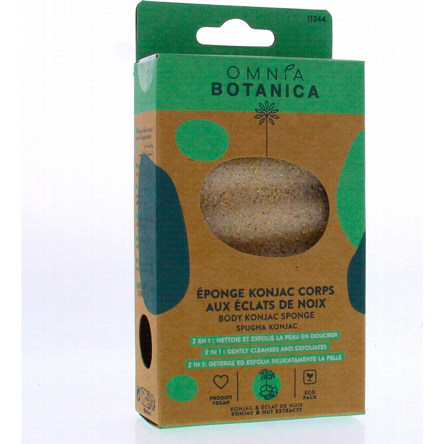 Omnia Botánica Esponja Corporal de Konjac con Virutas de Nuez 1ud