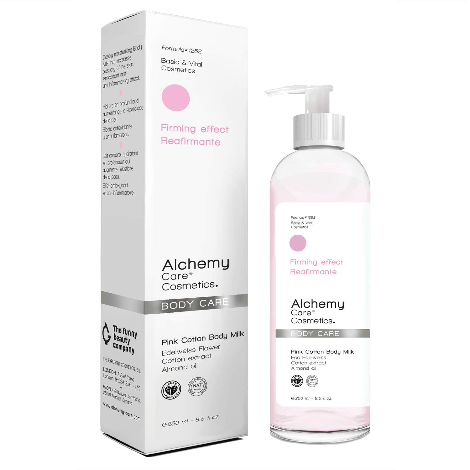 Cosmetic Alchemy Body Care Firmeza Flor de Edelweiss Extracto de Algodón y Aceite de Almendras 250ml
