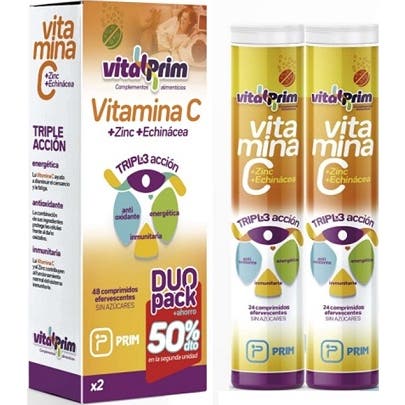 VitalPrim Pack Vitamina C Triple Acción Efervescentes 2x24 comp
