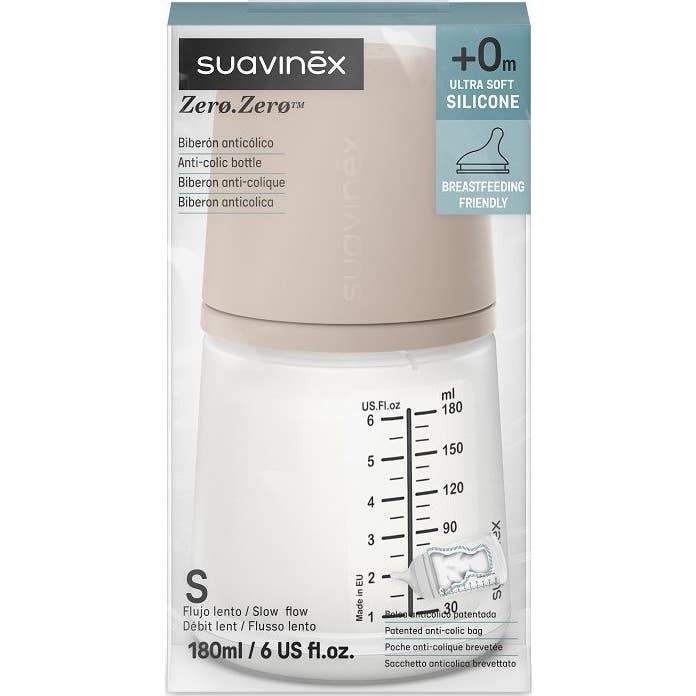 Suavinex Biberón Anticólico T Silicona +0M 180ml TS Almond 1ud