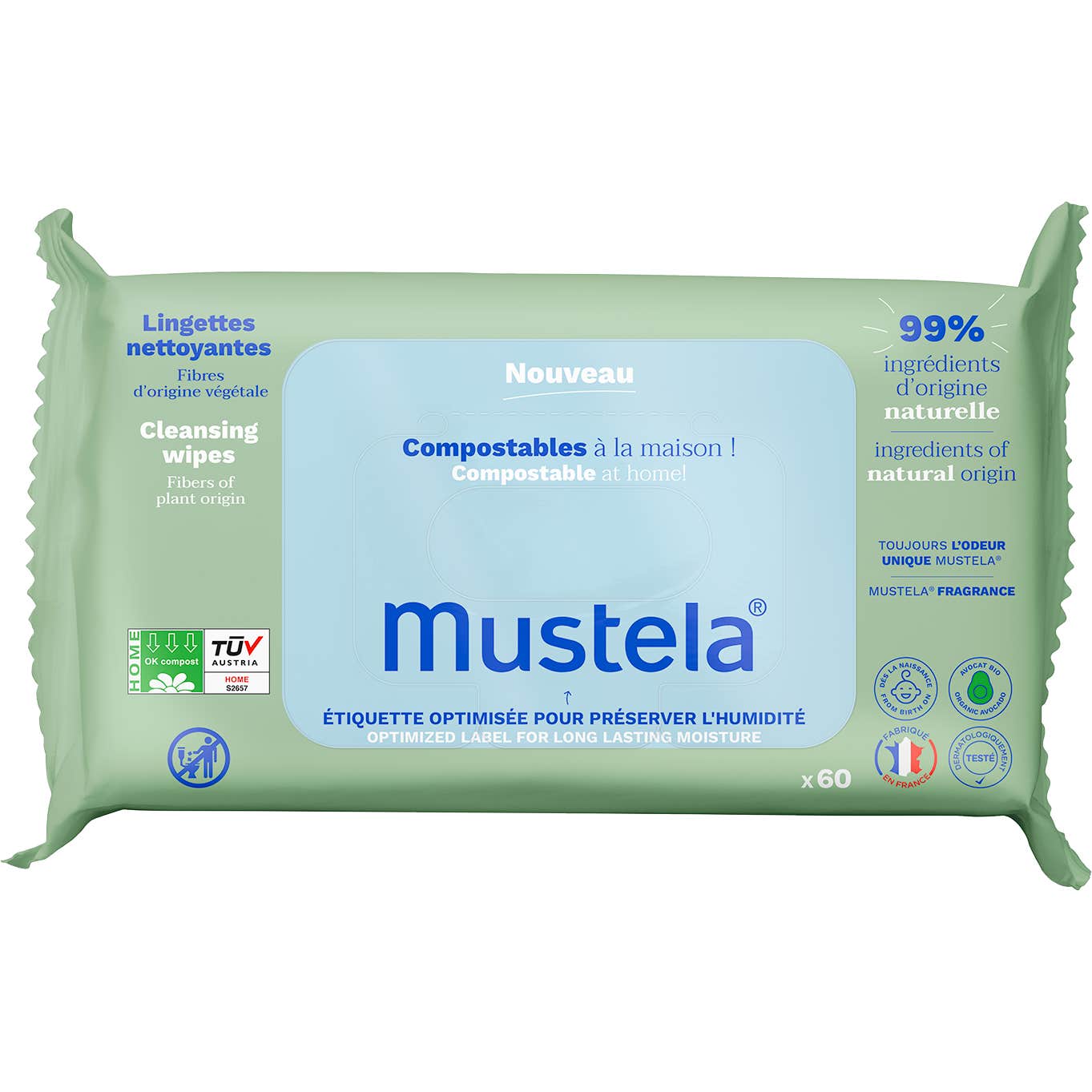 Mustela Toallitas Limpiadoras Compostables 60uds