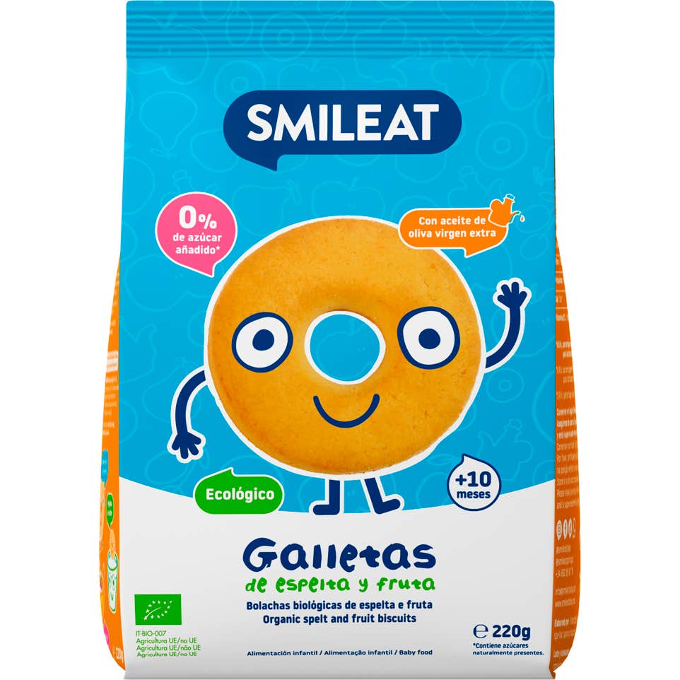 Smileat Galletas Ecológicas de Espelta y Fruta 220g