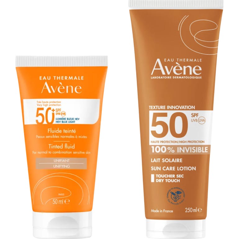 Avène Pack Fluido SPF50+ Color 50ml + Leche Invisible SPF50 250ml