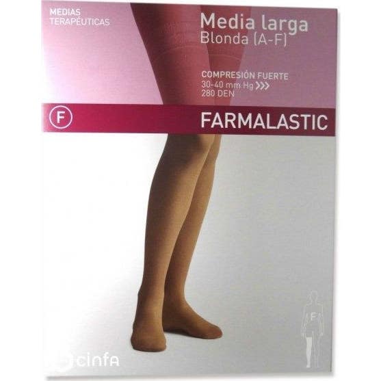 Farmalastic Media Larga Compresión Normal Blonda Beige T-Reina 1 Par