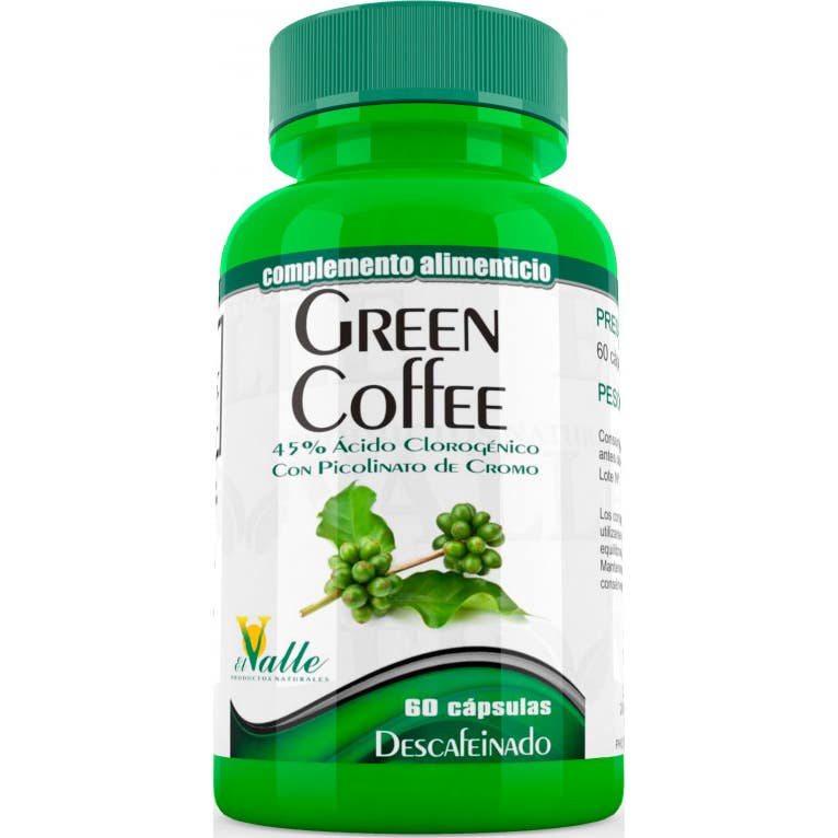 El Valle green Coffee Café Verde Descafeinado 60 caps