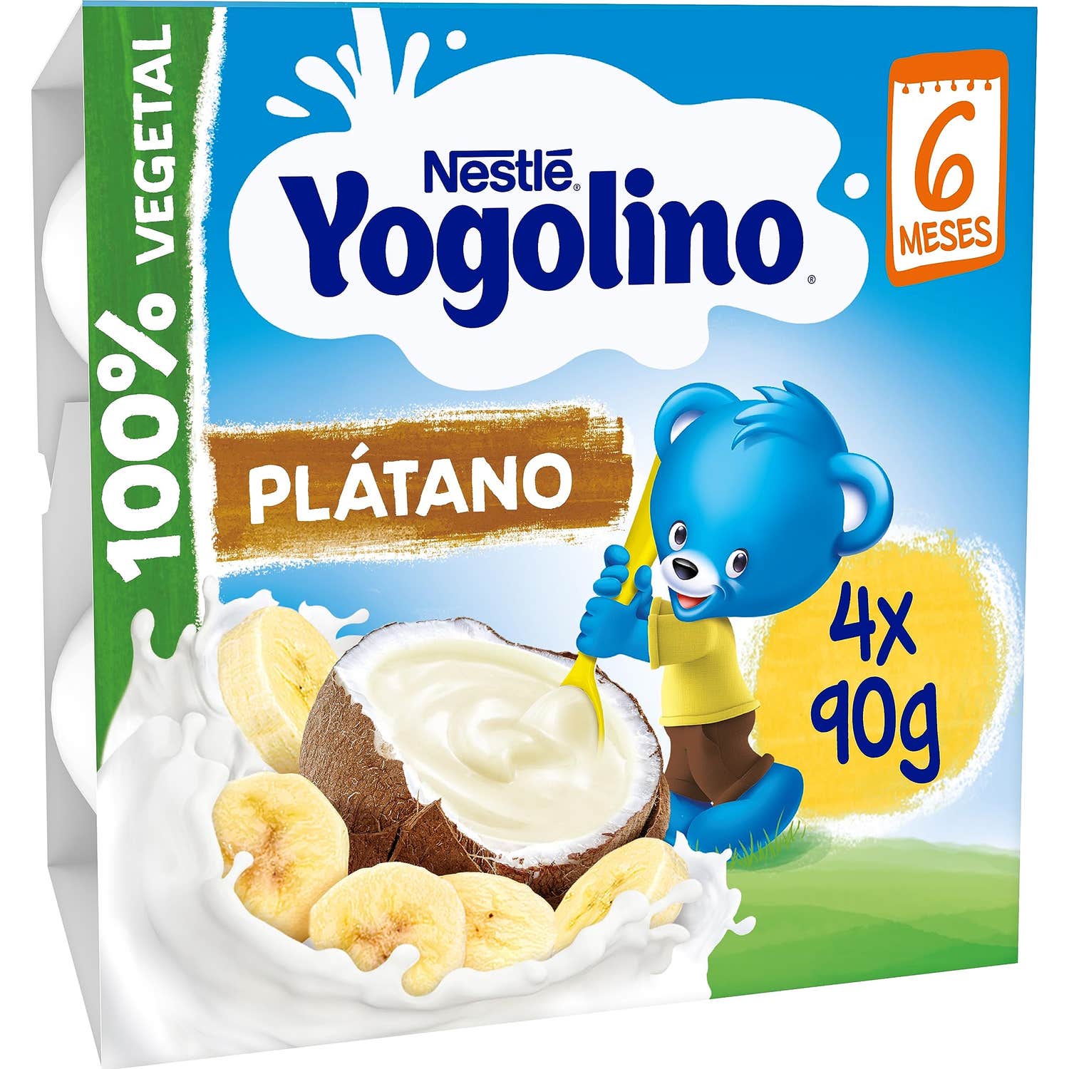 Yogolino Pack Tarritos Coco y Plátano +6m Sin Gluten 4x90g