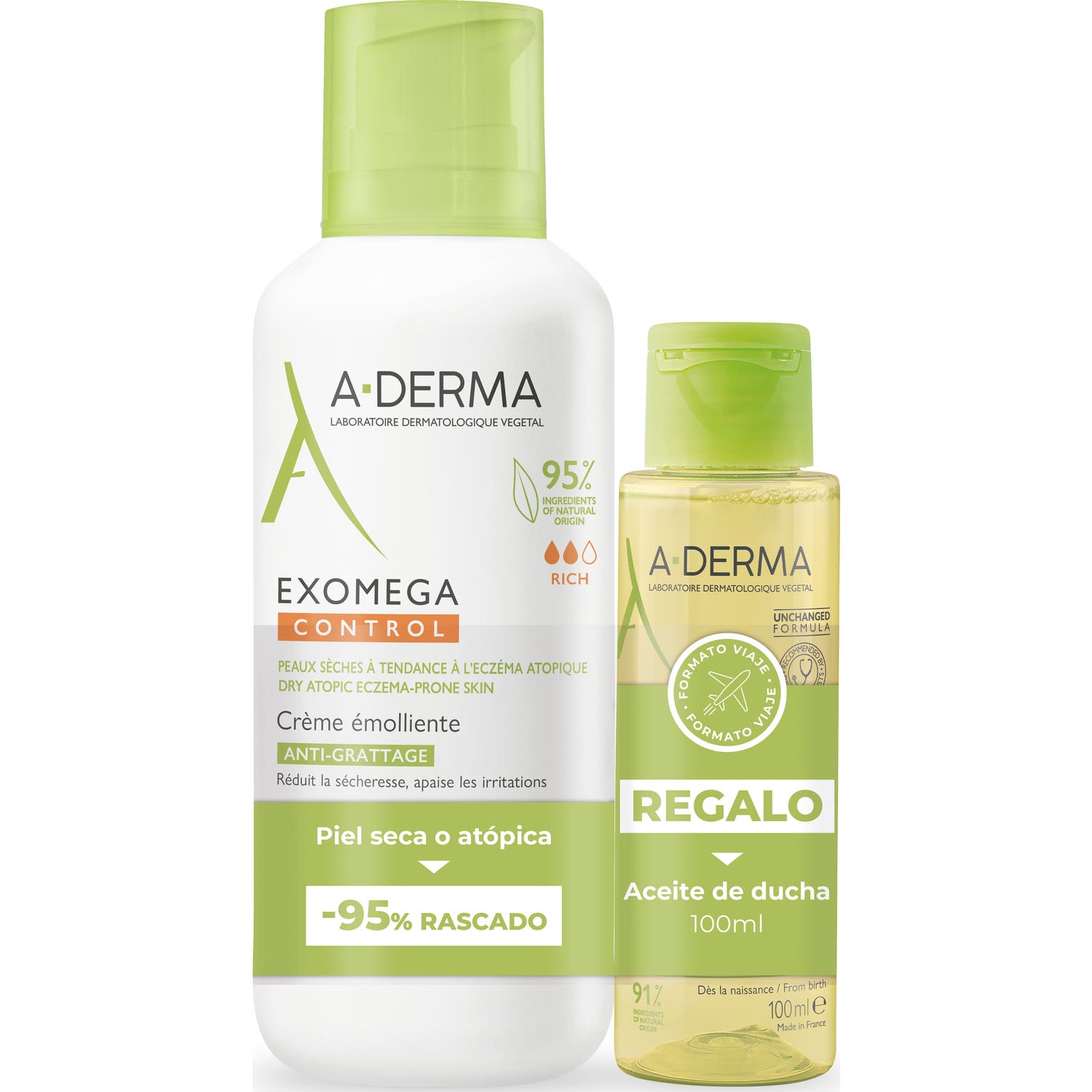 A-Derma Pack Exomega Control Crema 400ml + Aceite Limpiador 100ml