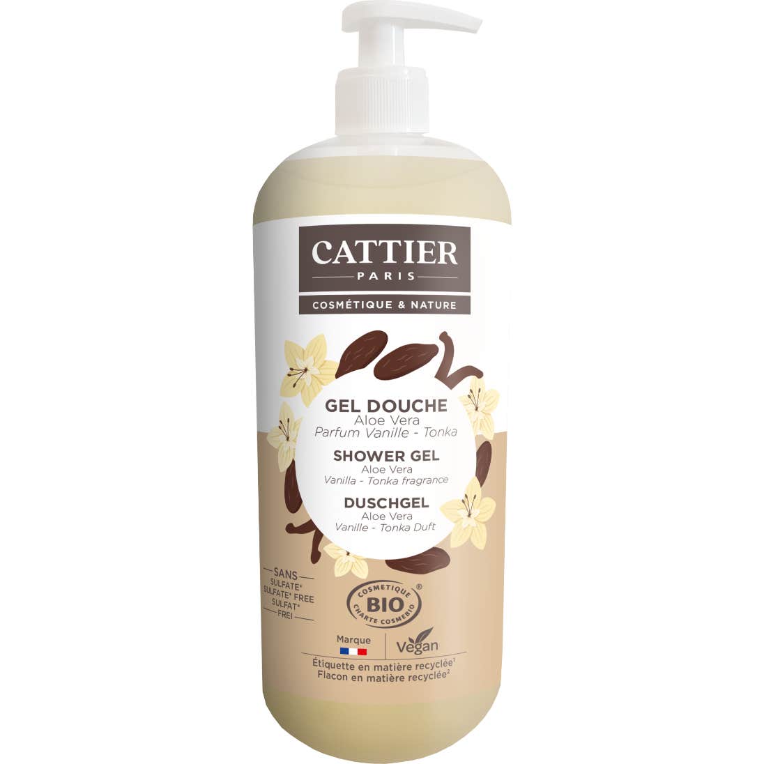 Cattier Gel de Ducha Sin Sulfatos Vainilla Tonka 1L