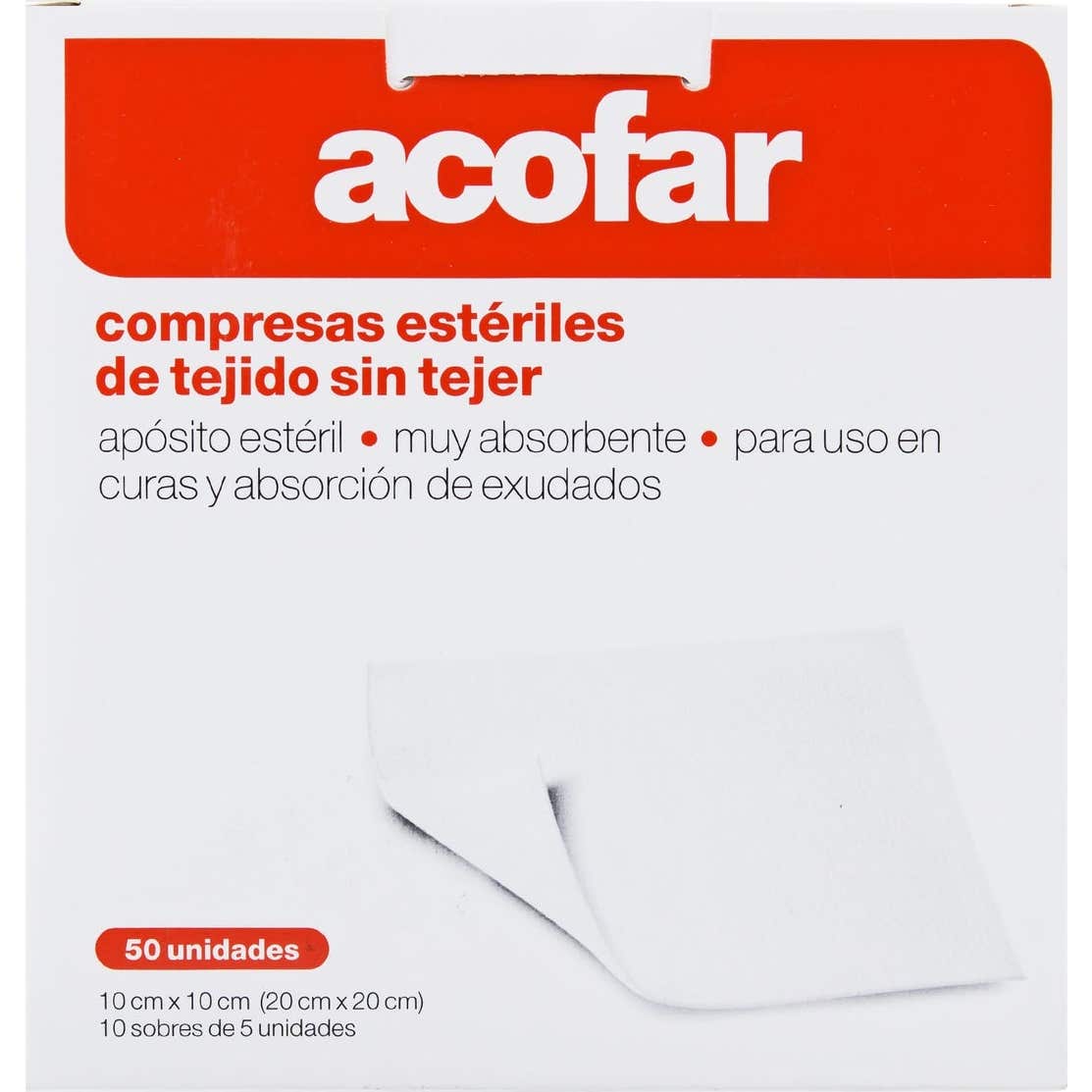 Acofar Compresas Estériles Sin Tejer 10x20cm 50uds