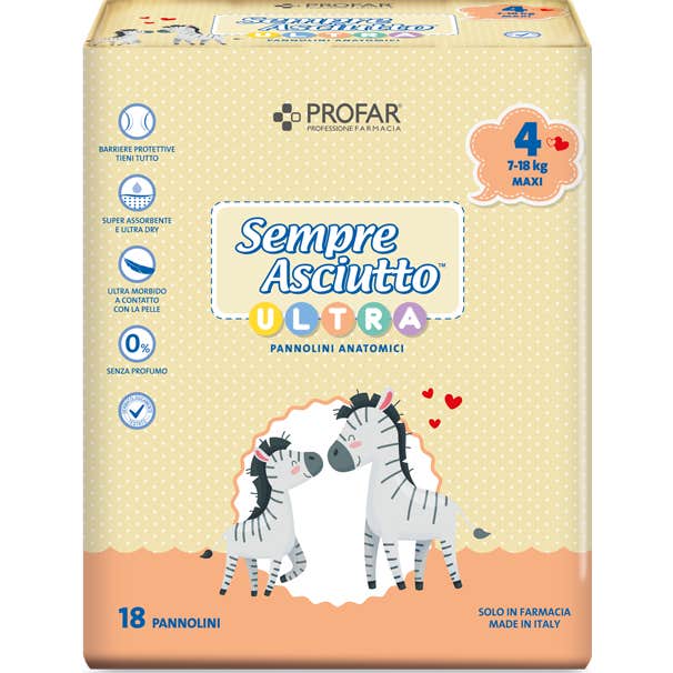Profar Sempre Asciutto Ultra Maxi Pañal T4 7/18Kg 18uds