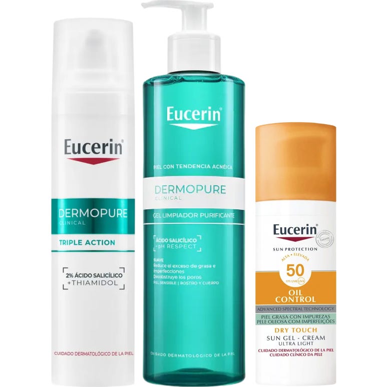 Eucerin Pack Dermopure Limpieza + Serum + Sun Face