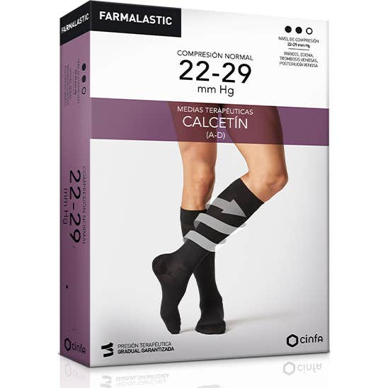 Farmalastic calcetín (A-D) compresión normal T-pequeña negro 1 Par