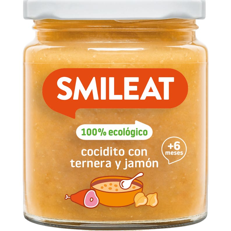 Smileat Tarrito Ecológico Cocidito con Ternera y Jamón 230g