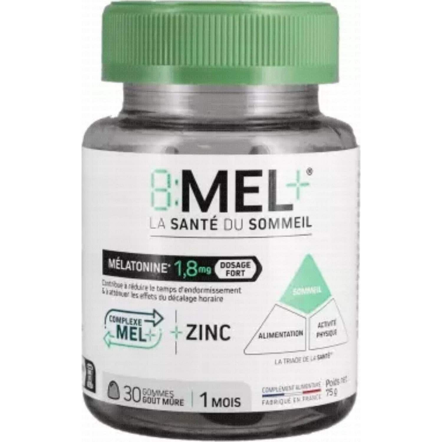 8:MEL+ Melatonina 1.8mg Sabor Mora 30 Gummies