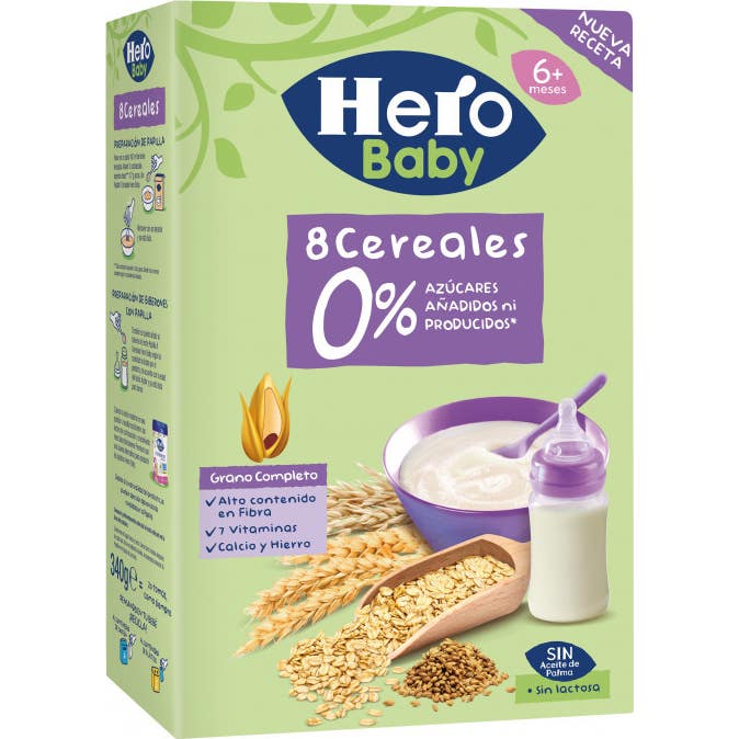 Hero Baby 8 Cereales 0% Azúcares Añadidos +6M 340g