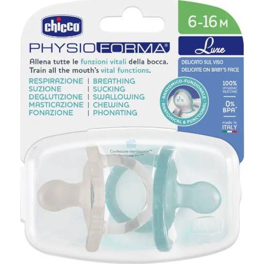 Chicco Physioforma Luxe Silicona Chupete 6-16 M Azul gris 2 uds