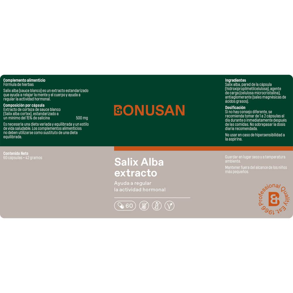 Bonusan Salix Alba Extract 60 Vcaps - Imagen 2