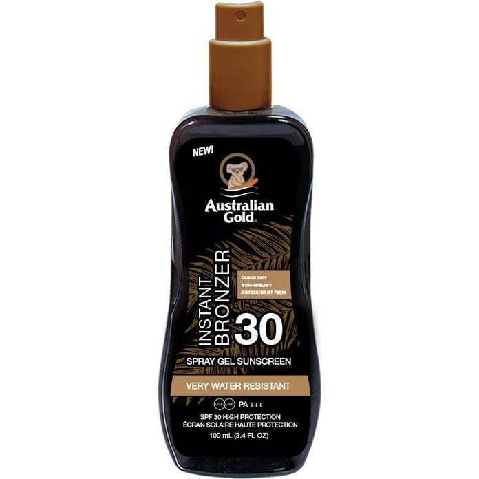 Australian gold Instant Bronzer Spray gel Spf30 100 ml