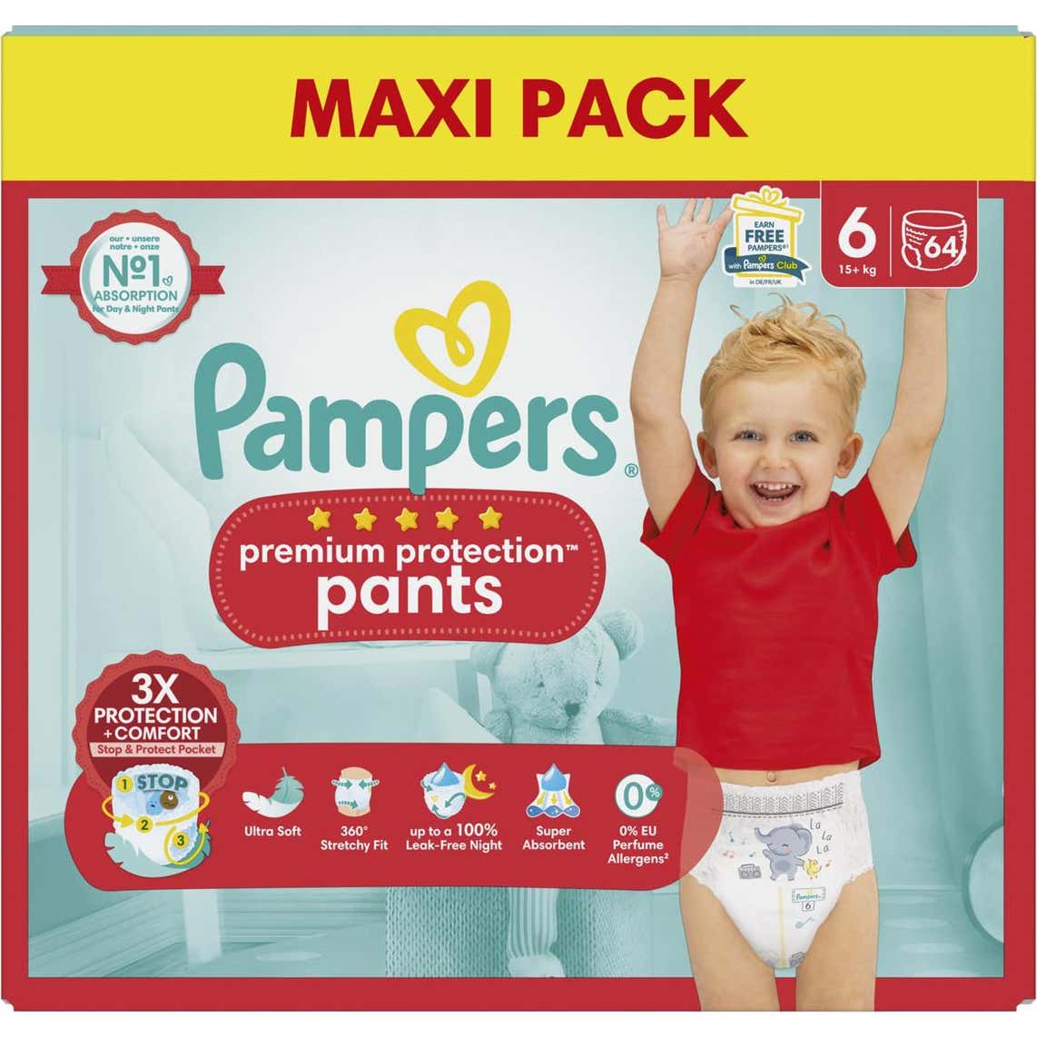 Pampers Premium Protection Pants Pañal-Braga 6 Maxi 64uds
