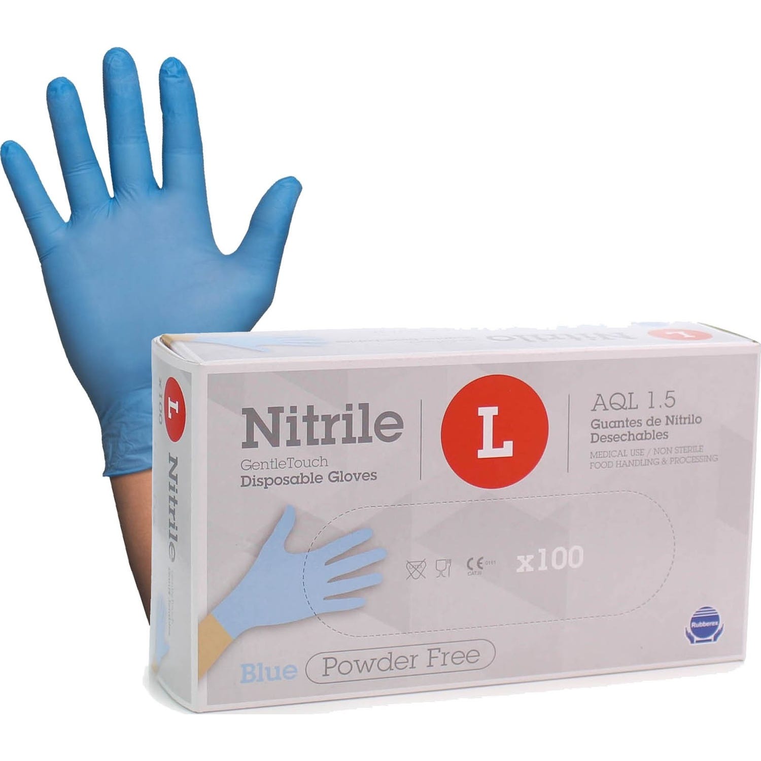 Rubberex Guantes de Nitrilo Desechables Talla L 100uds