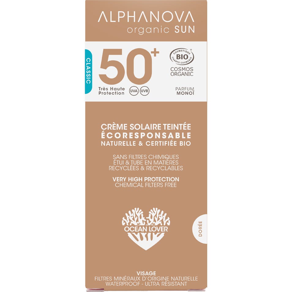 Alphanova Sun Crema Solar Color Medio SPF50+ Hipoalergénico 50g