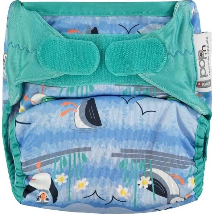 Close Pop-In Bambú Blue Puffin Velcro Pañal 1ud