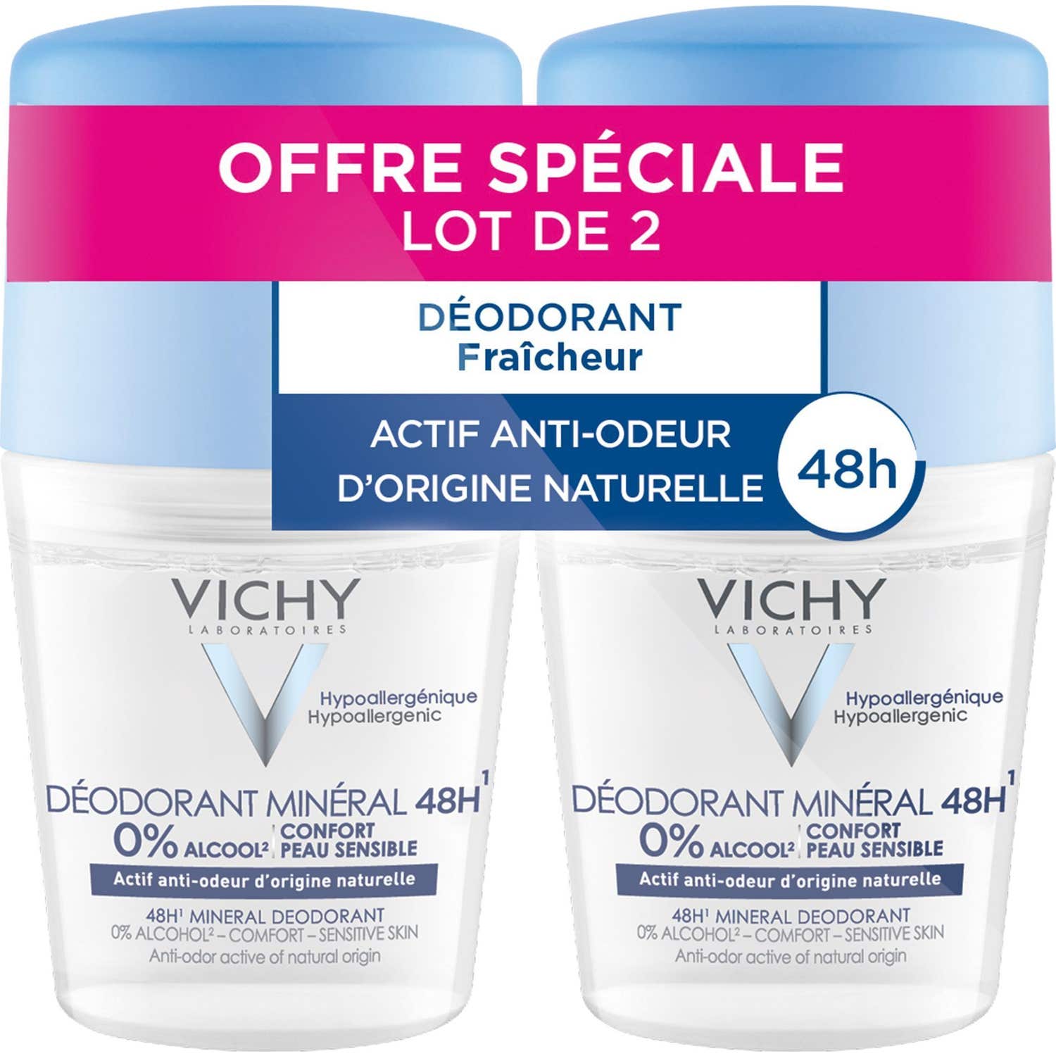 Vichy Desodorante Mineral 48h Roll-on 2x50ml