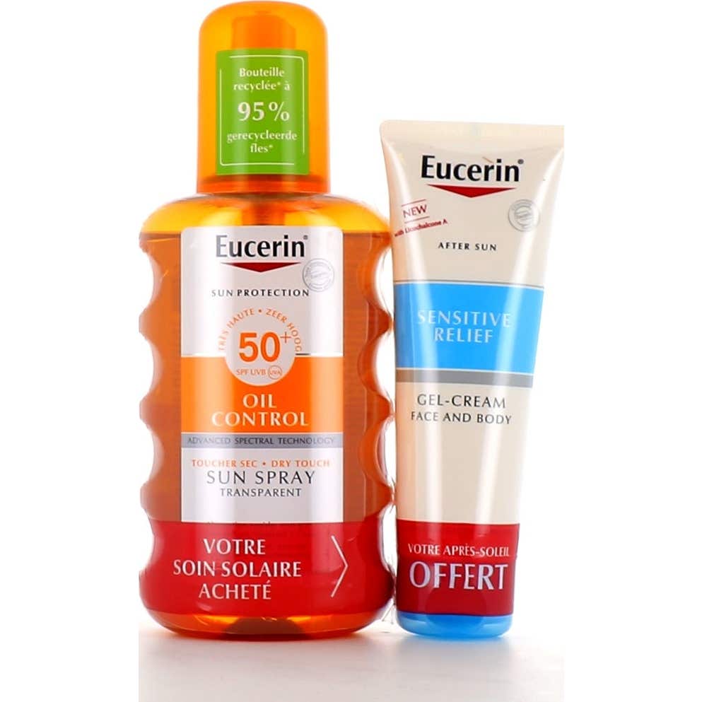 Eucerin Pack Oil Control Sun Spray SPF50+ 200ml + Sun Relief 50ml