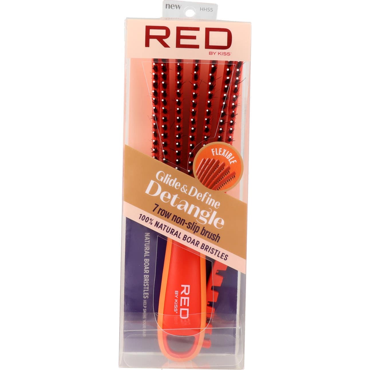 Red By Kiss Glide & Define Detangle Brush Boar Orange 1ud