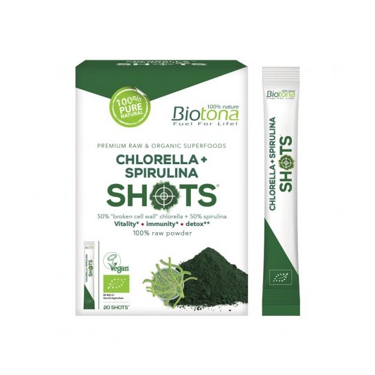 Biotona Chlorella+Spirulina Shots Bio 20 eenheden