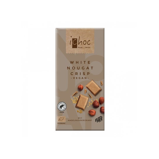 iChoc White Chocolate and Hazelnut Nougat Nougat Bio 80g