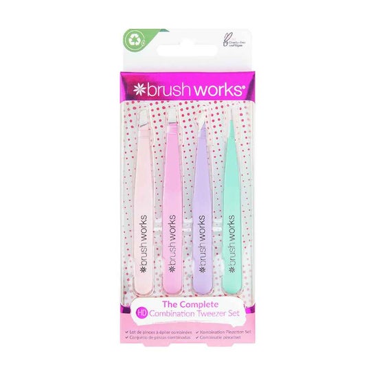 Brushworks Set Pinzas Depilatorias Pastel 4uds