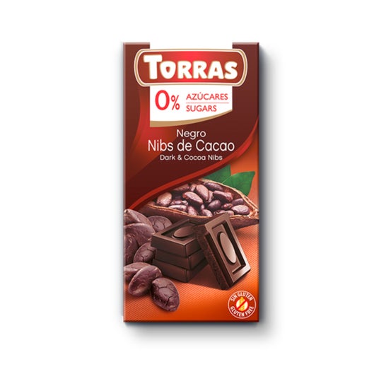 Torras Chocolate Negro Pepitas Cacao sin Azúcar 75g