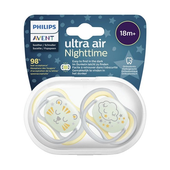 Philips Avent Ultra Air Nighttime Chupete +18m 2uds
