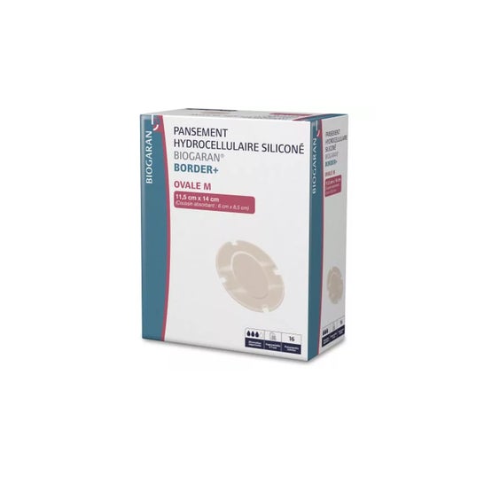 Biogaran Border+ Ovale M Silikoneforbinding 11.5x14cm 16 stk