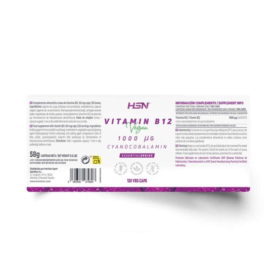 HSN Vitamina B12 Cianocobalamina 1000 mcg 120 vcaps