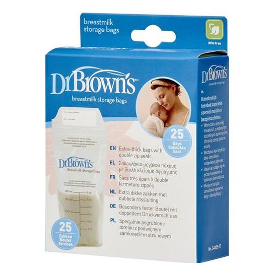 Dr Brown´s bolsas almacenamiento leche materna 25 unidades
