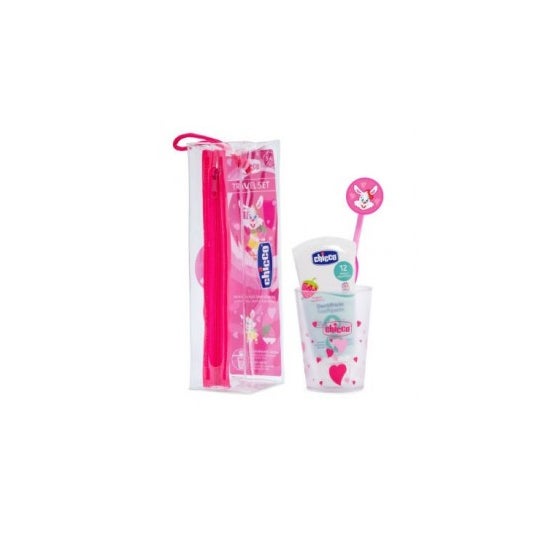 Chicco Pack Cepillo Dental + Dentífrico Fresa 50ml + Estuche + Vaso Conejita Rosa