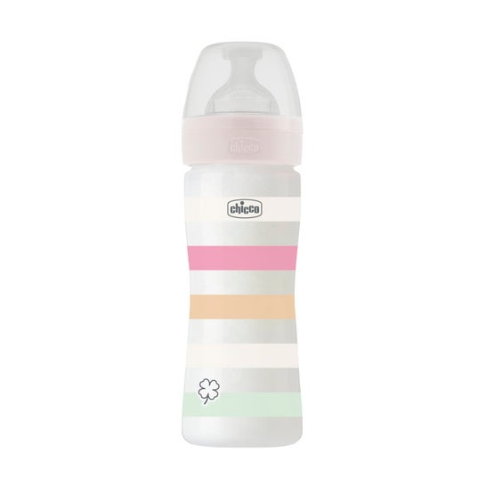 Chicco Well Being Biberão Fluxo Médio Rosa Branco 250ml