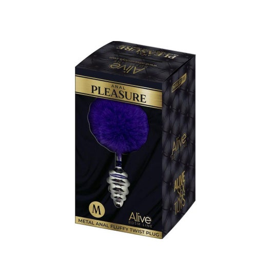 Alive Anal Pleasure Plug Espiral Metal Pompón Violeta Osc M 1ud