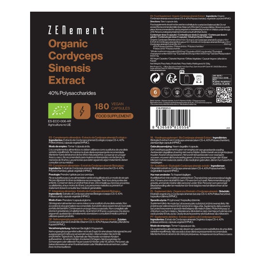 Zenement Extracto de Cordyceps Sinensis Ecológico 180vcaps