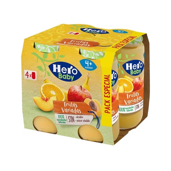 Hero Baby Potitos de Frutas Variadas con Ingredientes Naturales para bebés  de a partir de 4 meses - Pack de 12x190gr : : Alimentación y  bebidas