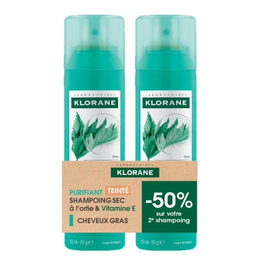 Klorane Nettle Dry Shampoo Brown Hair Duplo 2x150ml