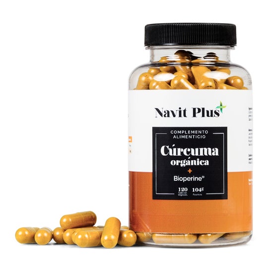 Navit Plus biologische kurkuma met Bioperine® 120 plantaardige capsules