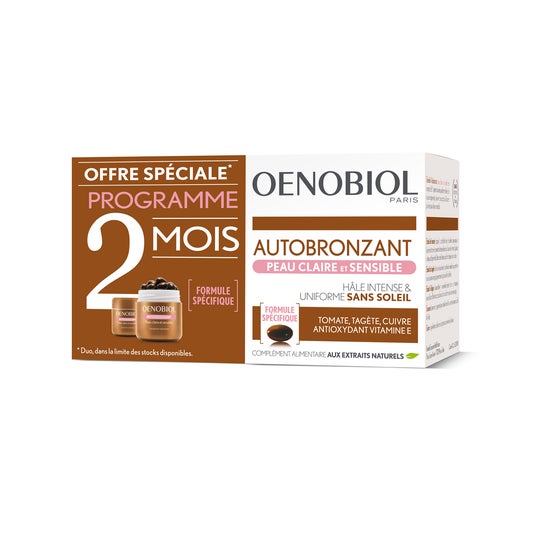 Oenobiol Autobronzant Peau Claire et Sensible 2x30caps OENOBIOL, 30caps (Código PF )